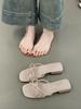 Gentle Fairy Cool Slippers 2025 New French Sweet Elegant Bow Open Toe Word with Temperament Sandals