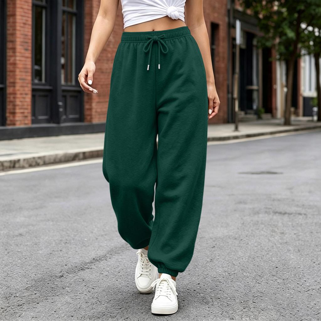 Pantalones Casuales para Mujer con Dobladillo, Ajuste Holgado, Pantalones de Chándal de Color