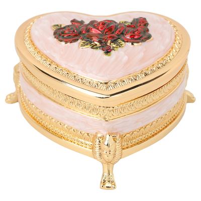 Vintage Heart Shape Jewelry Box Multipurpose Zinc Alloy Trinket Box Exquisite Decorative Trinket Organizer for Birthday