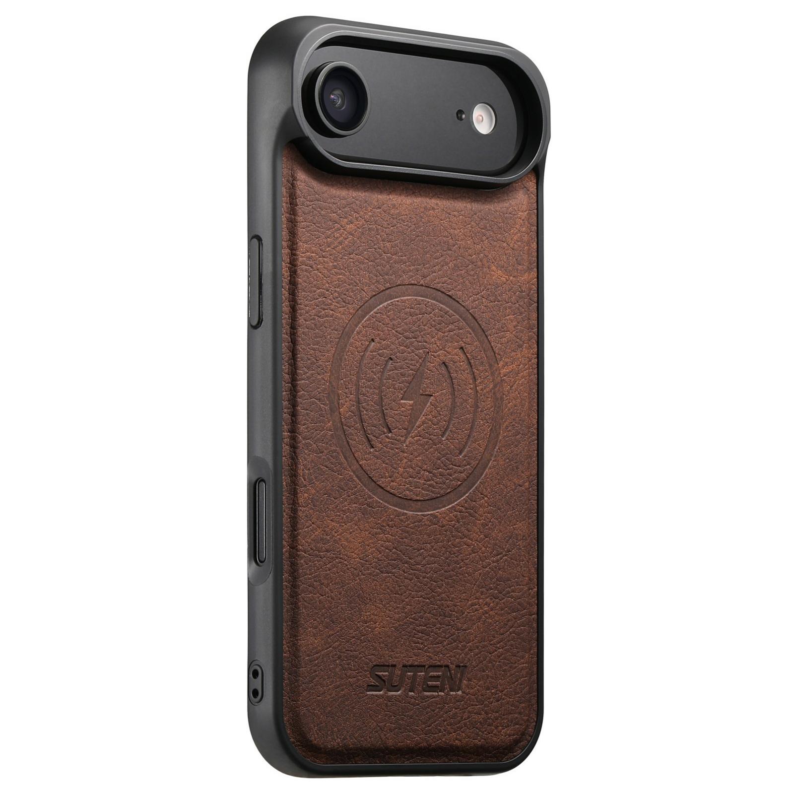 SUTENI G5 For iPhone Air Case Compatible with MagSafe Litchi Texture Leather Back Cover A