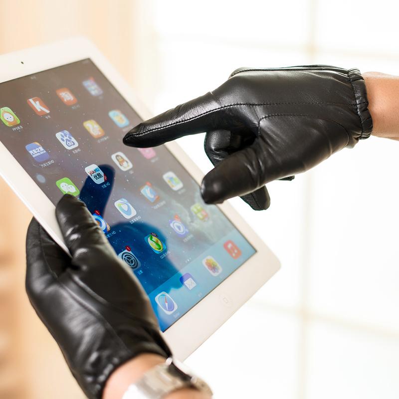 HIGHSHINE Men's Ultra Thin Unlined Soft Leather Short Gloves Black