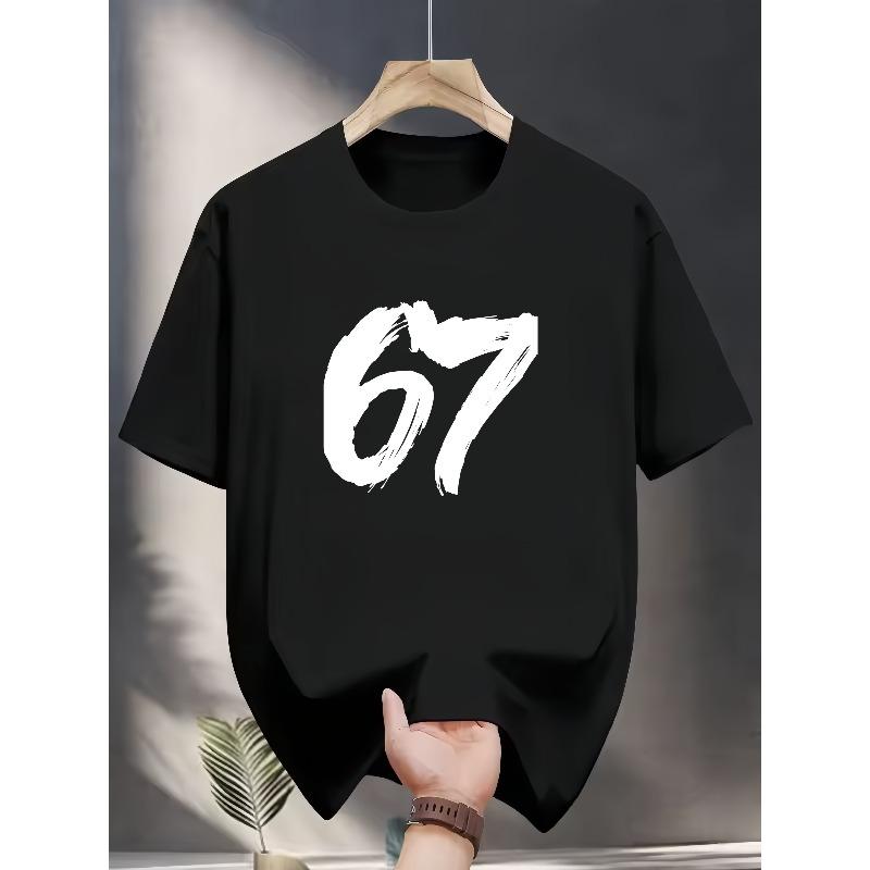 Men's Size 67 Round-neck T-shirt - Fashionable and Versatile Suitable for Daily Wear