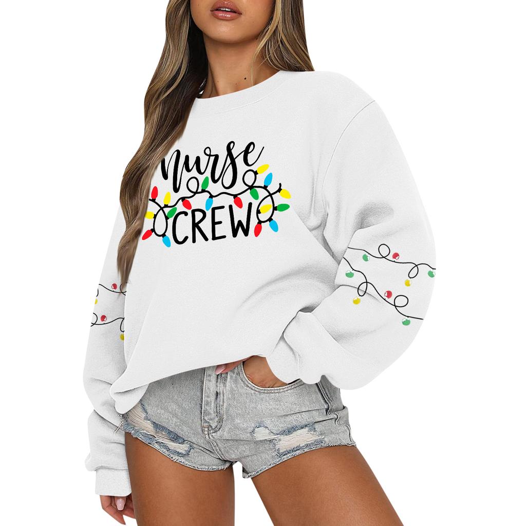 Women  Tops Women's Long Sleeve Sweatshirt Casual Crewneck Loose Fit Pollover Fleece Tops