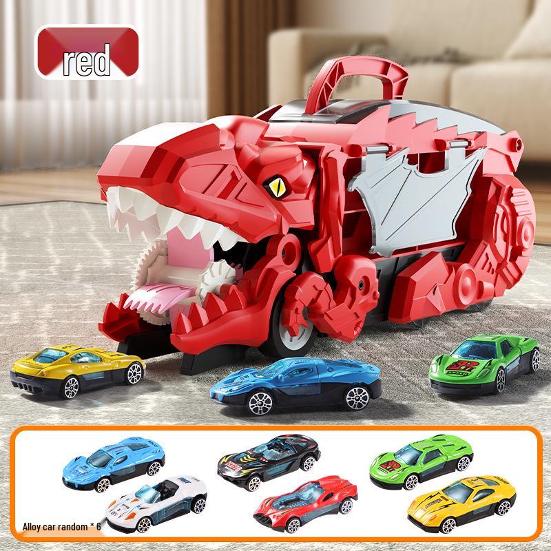 Dinosaur Devouring Car: Transforming Track & Storage Toy for Kids