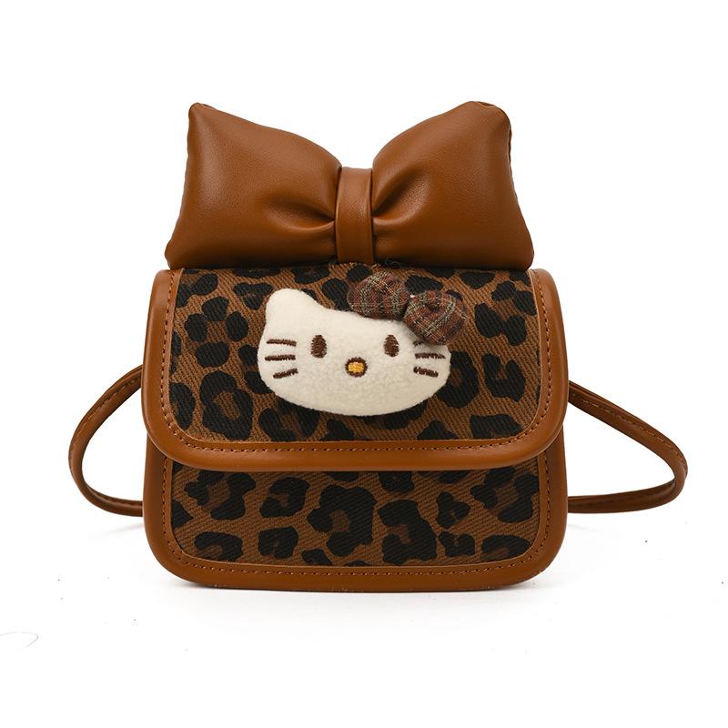 Korean Style Leopard Print Mini Shoulder Bag with Bow - Cute Crossbody for Girls 2025