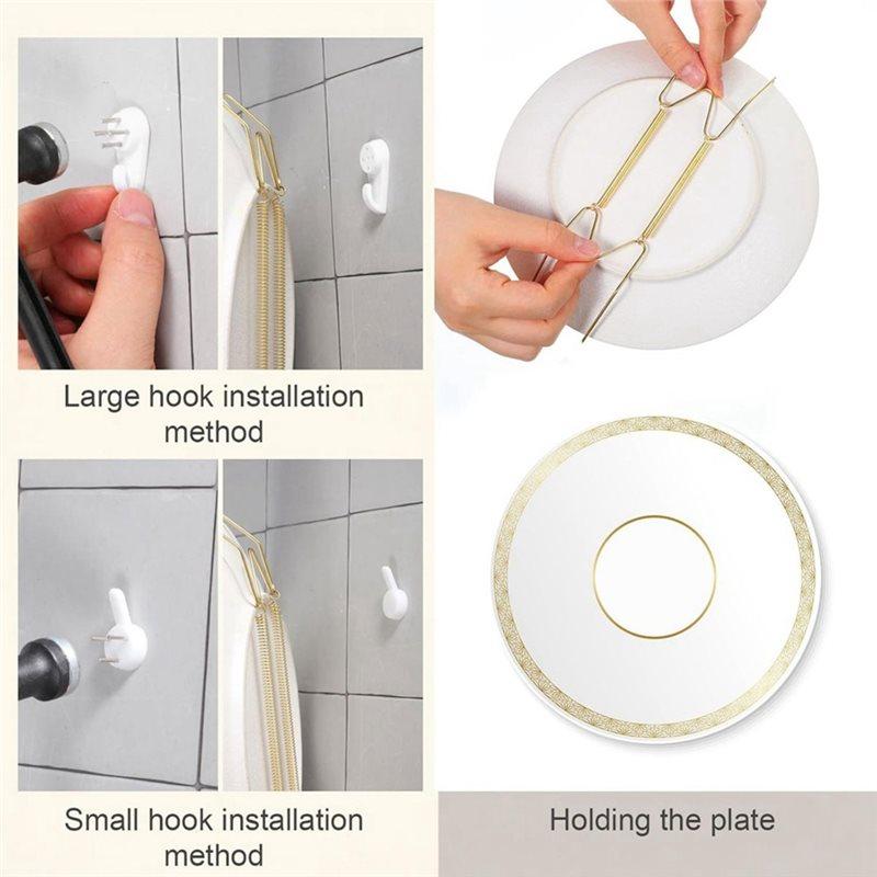 J1UL1N 20 Pcs Plate Hangers 4-12 Inch W/ Nails & Rubber Protectors
