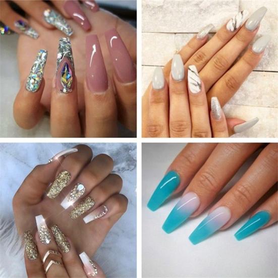 100Pcs Fake Tips Full Cover Ballerina Acrylic Nail Extensions Manicure Tools