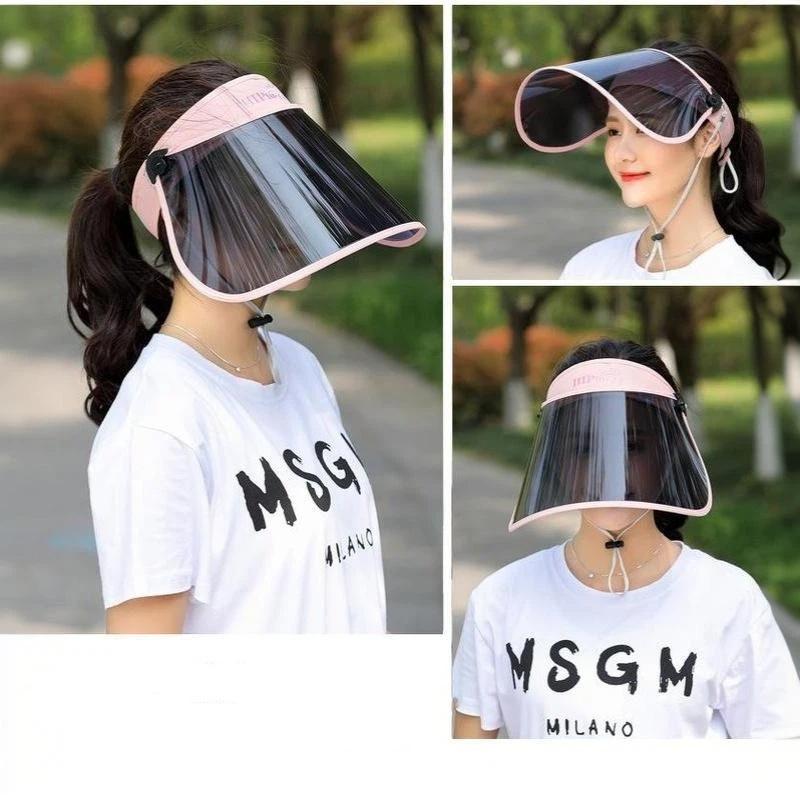 Women Adjustable Uv Protection Sun Visor With Wide Face Shield For Beach Hiking Summer Activities