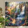 Waterfall Shower Curtain Beautiful Nature Landscape with Butterflies Waterproof Polyester Bathroom Decor Bath Curtain