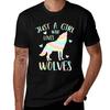 Just A Girl Who Loves Wolves Tshirt Gym Exercise Short Sleeve Tshirt