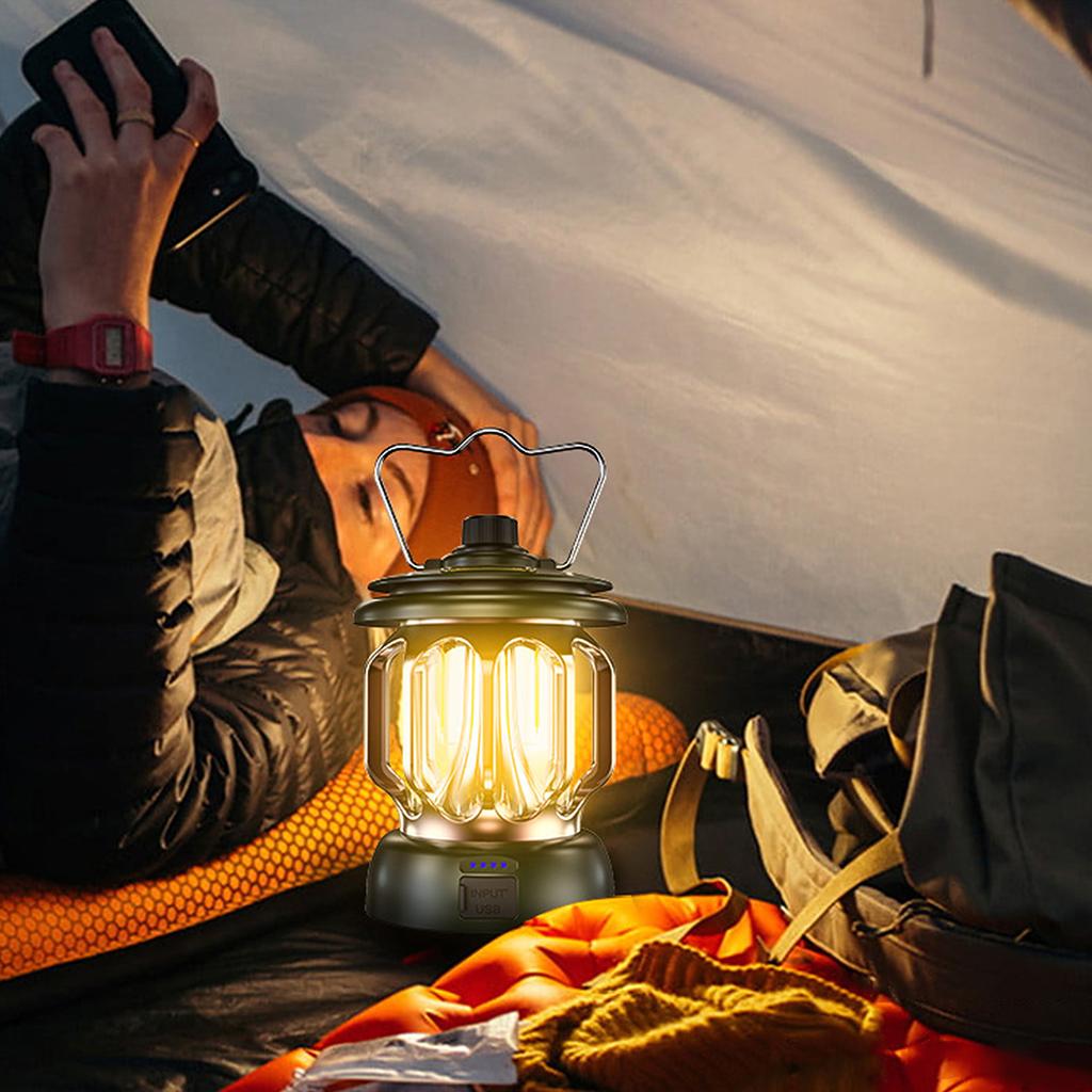 Rechargeable Vintage Lantern LED Metal Hanging Lantern Table Lamp for Indoor Outdoor Camping