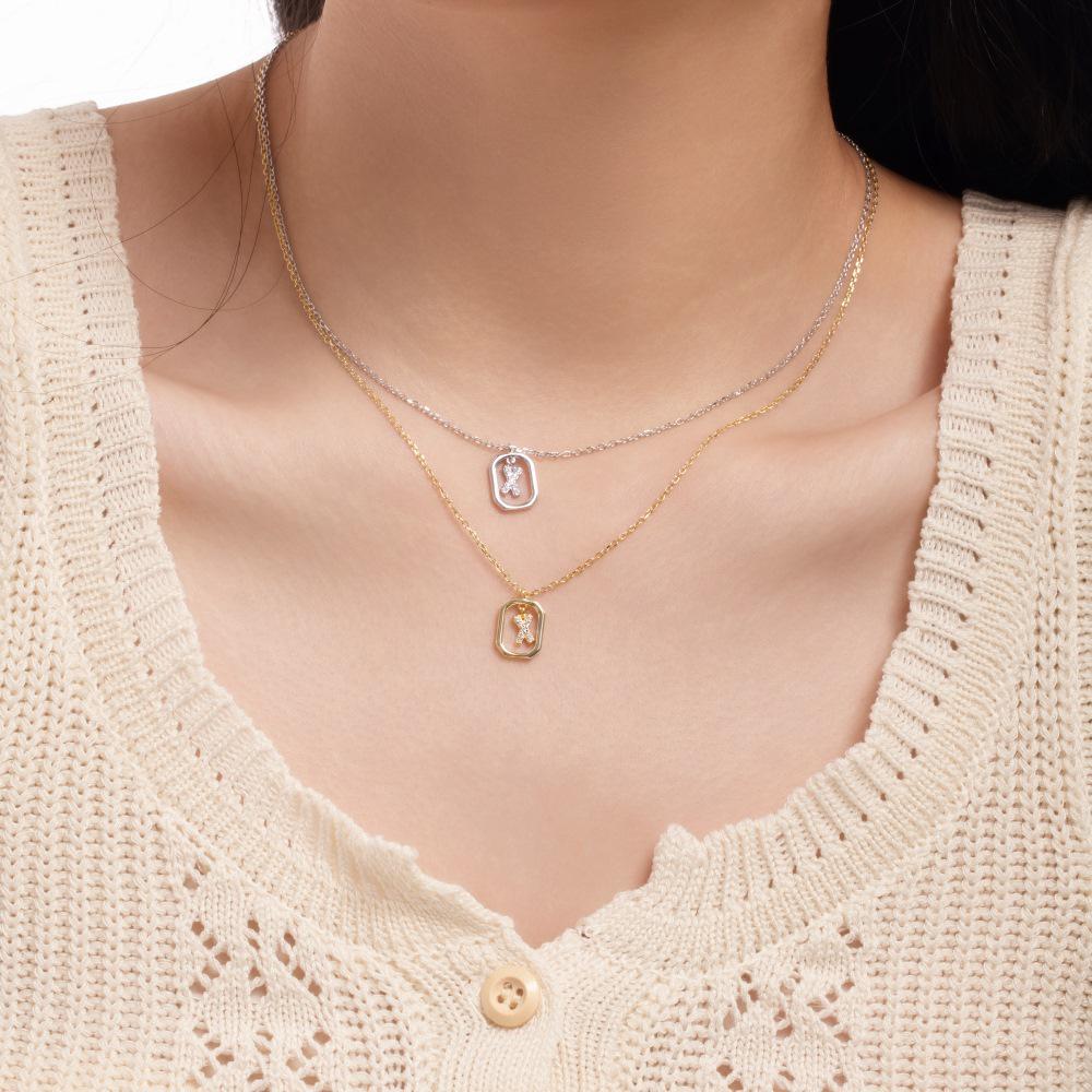 925 Silver Alphabet Pendant Necklace with Zircon Detailing - Women's Elegant & Unique Design