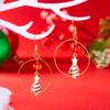 Christmas Crystal Beads Snowman Hoop Earrings For Women Colorful Zircon Xmas Tree Crutch Dangle Earring Holiday New Year Gifts