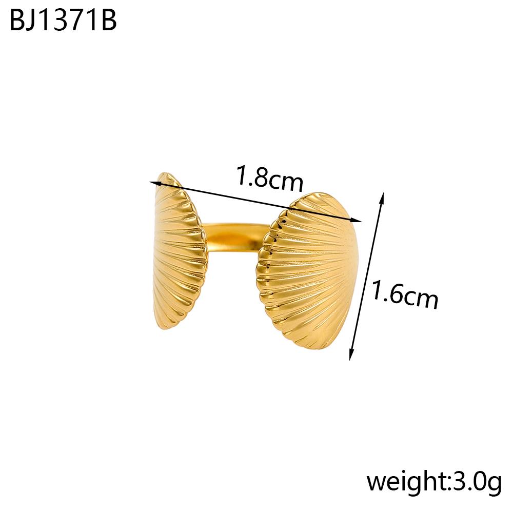 CARLIDANA Ocean Trendy Gold Plated Stainless Steel Fish Starfish Shell Open Ring Link chain Cord Necklace Bracelet Earrings Set