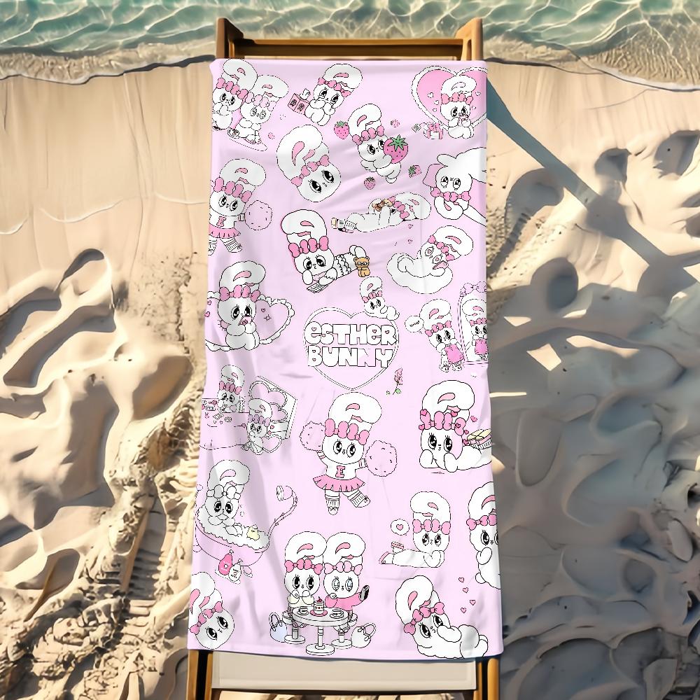 Brand E-Esther Cute B-Bunny Rabbit Beach Towel Travel Lightweight Skin Friendly For Pool Beach Camping Cruise Summer