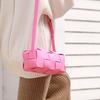 Bolsa Feminina de Couro Trançado Estilo Almofada Macia de Couro Bovino Genuíno Bolsa de Mão Ombro Transversal Uso Diário Tamanho Médio