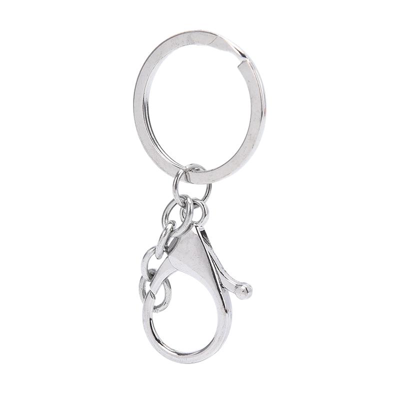 10Pcs Big Lobster Clasp Hooks Keychain Split Ring Short Chain Key Ring Diy