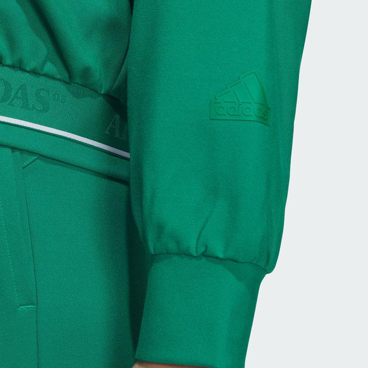 Adidas Verbiage Crop Jacket Color Block Hooded Jacket Women Jackets Smoke-Green JE3604