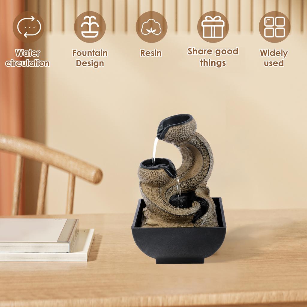 Portable Water Feature Decorative Water Fountain Resin Desk Fountain Small Tabletop Fountain for Indoor Living Room Home Decor