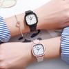 Preppy Style Quartz Skin-Brightening Unisex Minimalist Square Couple Wristwatch for Students