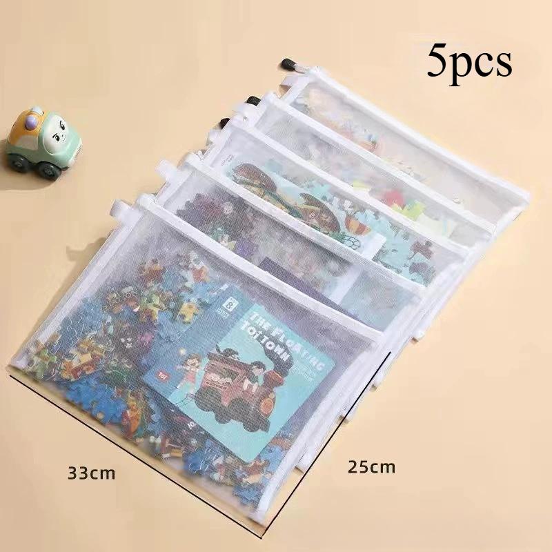 Childrens Puzzle Building Block Toy Storage Classification Bag Transparent Zipper Mesh Bag Storage Tools Cosmetic Organization