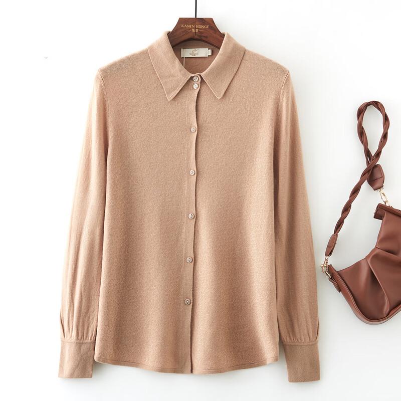 

TUHUANG Women s Pure Wool Knitted Shirt Collar Sweater L (165/88A)