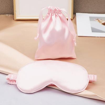 Silk Satin Sleep Mask Set Adjustable Contoured Blindfold with Storage Bag Portable Airplane Sleep Mask for Travel Airplane Home