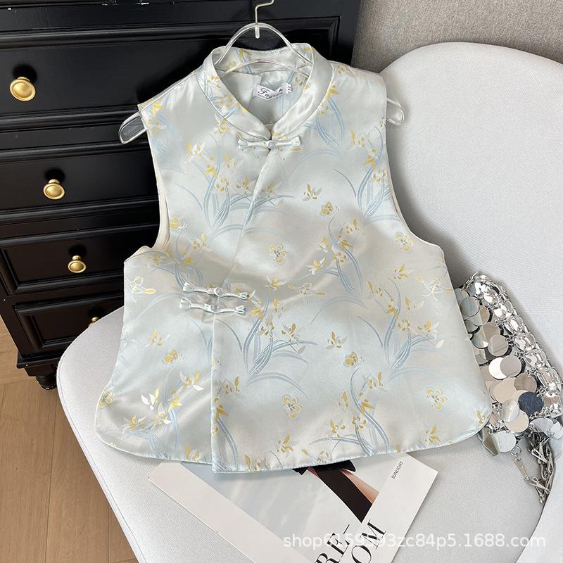 

Жилет ципао с новым улучшенным топом-жилетом 2025 года для женщин XXXL [Recommended 138-75kg] синий