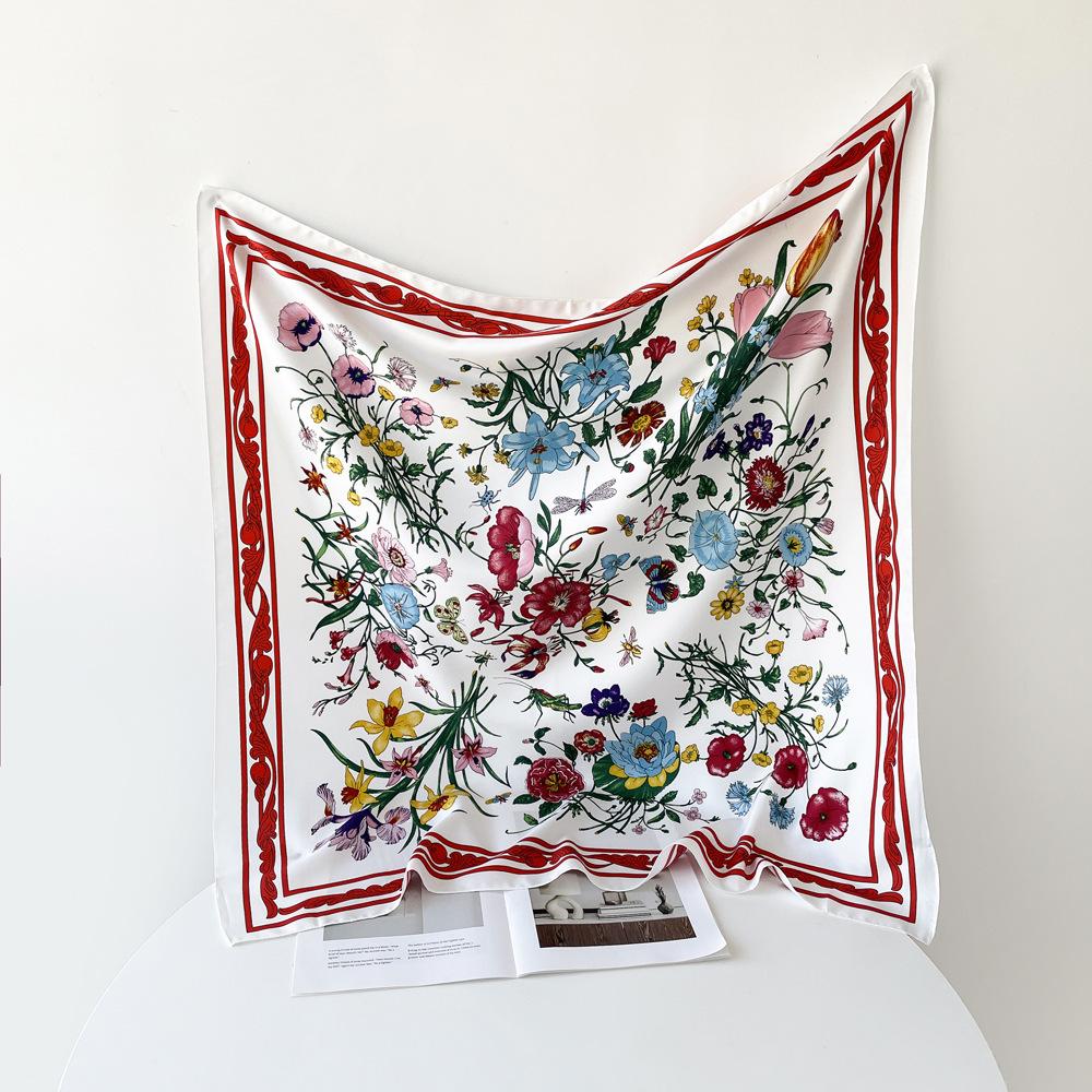 

Твиловый шелковый платок квадратный платок простой ретро-дизайн дышащий легкий квадратный платок шаль из искусственного шелка с твиловым платком 90*90cm