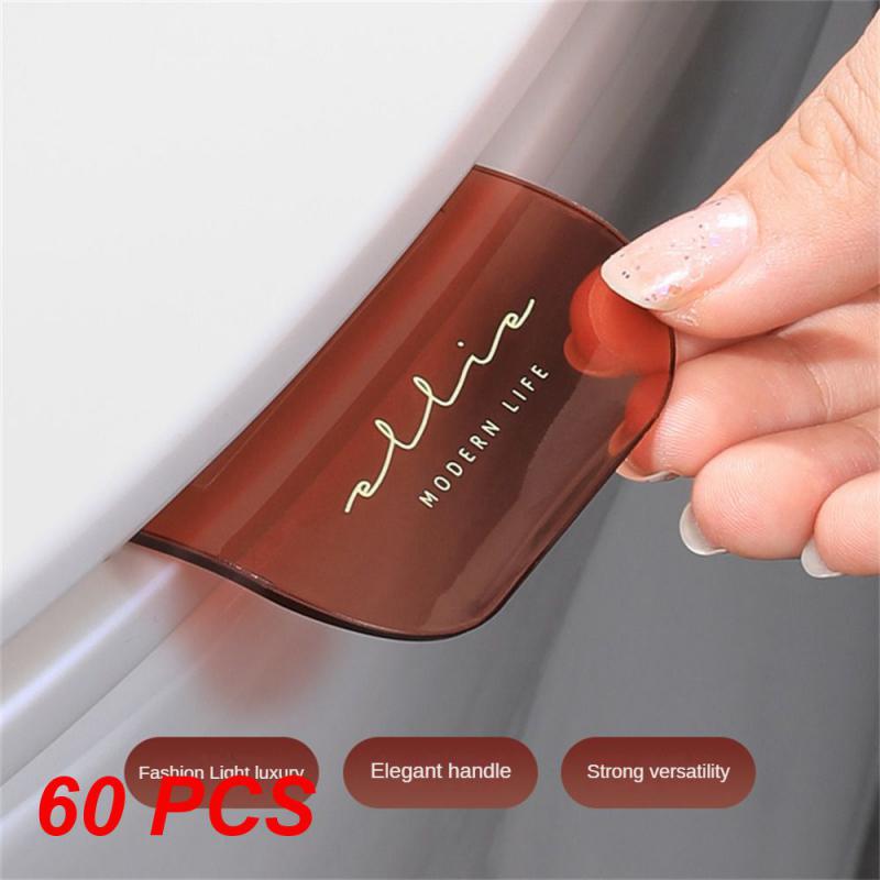 10~60PCS Toilet Retractor Light Luxury Toilet Lid Seat Ring Flapper Bathroom Sanitary Closestool Holder Transparent