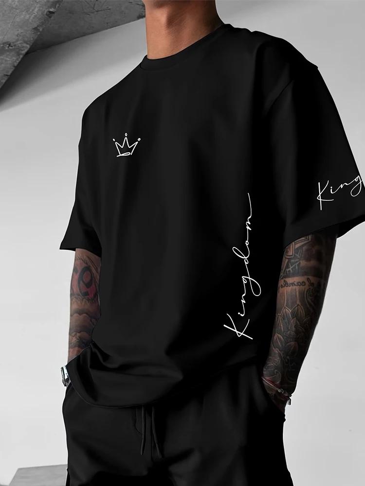 2026 Unisexs King Letter TShirt Kingdom Signature Print Breathable Soft Tees Round Neck CasualWear Loose Fit Shirt for Everyday