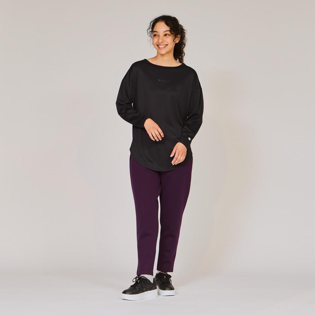 Champion Long Sleeve Round Relax Odor Quick UV Script Basic Sports T-Shirt, Neck, Fit, Antibacterial, Resistant, Drying, Protection, Logo, T-Shirt,