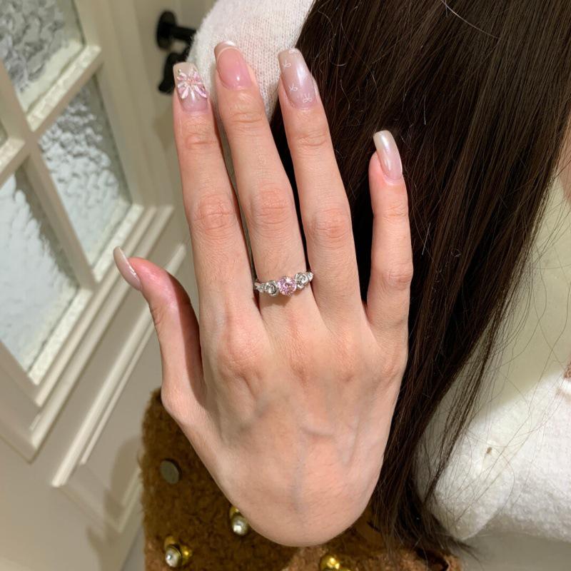 Französischer Luxus Pinker Diamant Aquamarin Rosenring