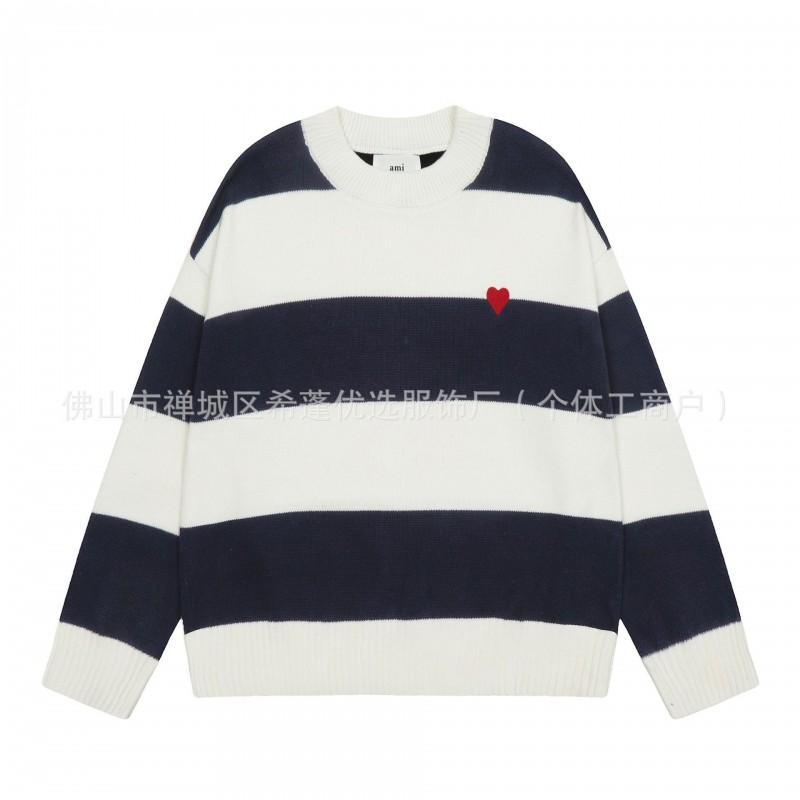 Übergroßer Strickpullover mit Herzjacquard Rundhalsausschnitt Lockerer Schnitt Unisex Lässiger Pullover