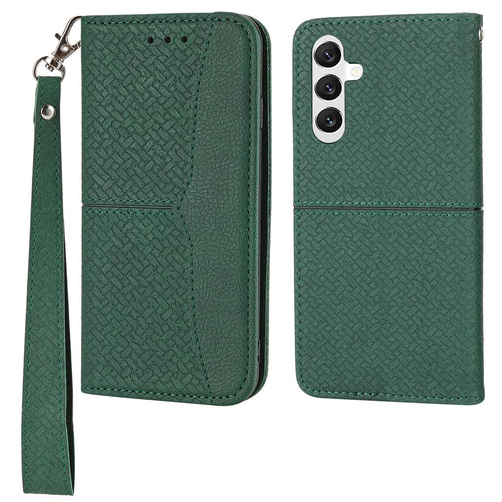 For Samsung Galaxy A17 5G/A17 4G/A26 5G Case Woven Texture PU Leather Wallet Phone Cover with Wrist Strap