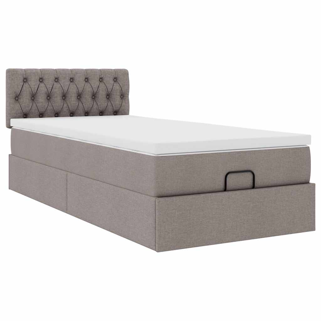 Ottoman Bed with Mattress Taupe 80x200 Cm Fabric
