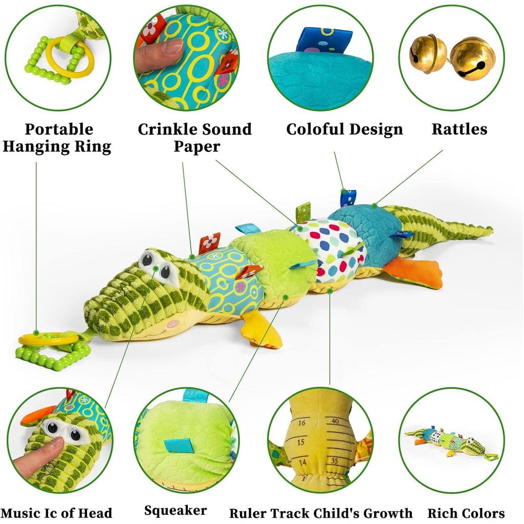 Baby Toys,Tummy Time Baby Toys with Rattles, Crinkle, Newborn Baby Musical Toys for Infant 0 3 6 9 12 Months Boys & Girls-Alligator