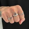 Salircon 3Pcs/set Fashion Silver Color Star Open Rings Women Men Punk Metal Geometric Adjustable Finger Ring Couple Jewelry Gift