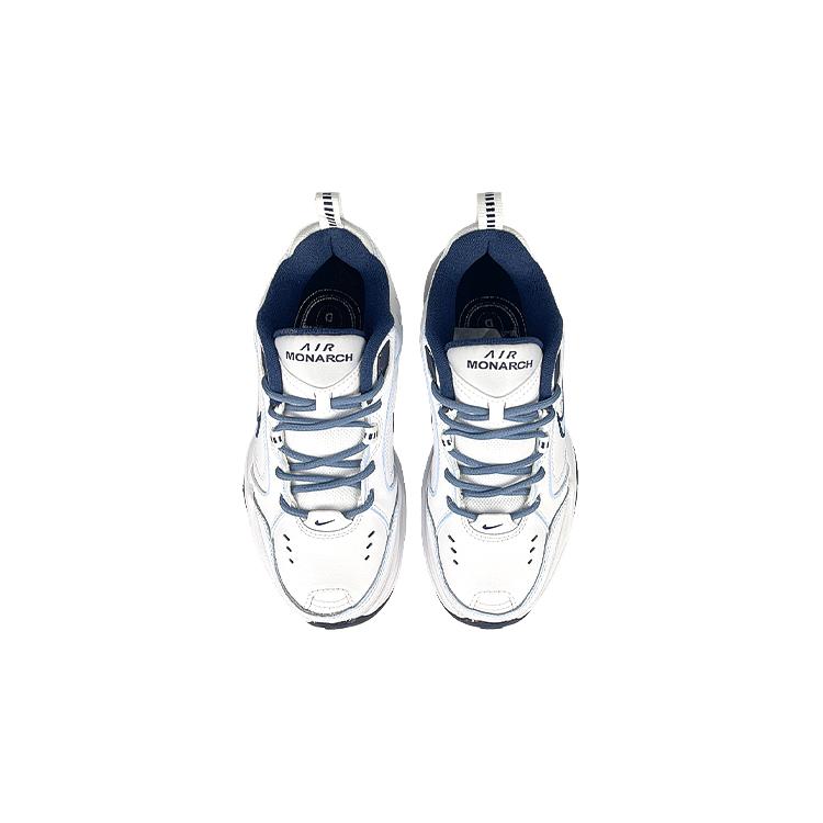 Nike Air Monarch 4 White Navy Abrasion Resistant Low Top Chunky Sneakers Unisex White Blue 415445-102(Team47-M4)