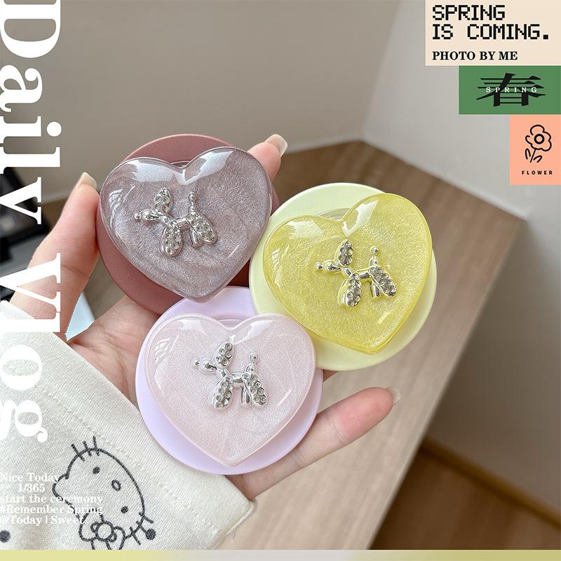 Rhinestone Puppy Solid Color Love Glitter Mobile Phone Airbag Holder Wind Magnetic Paste Ring