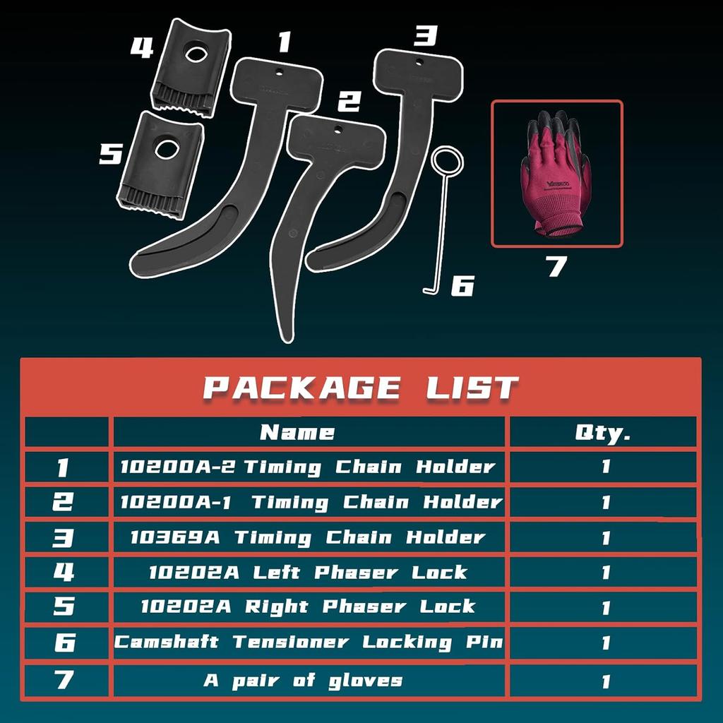 Camshaft Phaser Timing Chain Lock Tool Kit, Replace 10200A, 10202A, 10369A Compatible With VW Chrysler Jeep Dodge Grand Cherokee Wrangler 3.6L