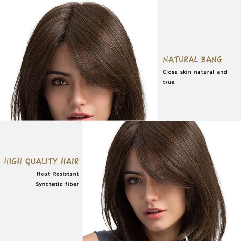 Parrucca Marrone da Donna 18 Pollici Spalla Media Lunga Capelli da Vacanza Naturali Ricci