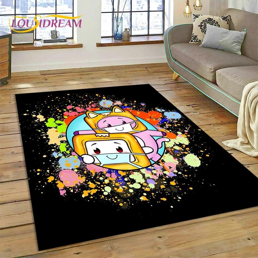 

Cute Lankybox Happy Foxy Boxy and Rocky Area Rug,Carpet for Home Living Room Bedroom Sofa Doormat Decor,kids Non-slip Floor Mat 40x60cm