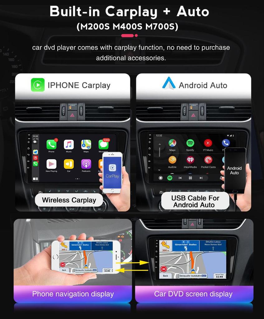 VW Beetle Android Navigation System with Wireless CarPlay Compatibility