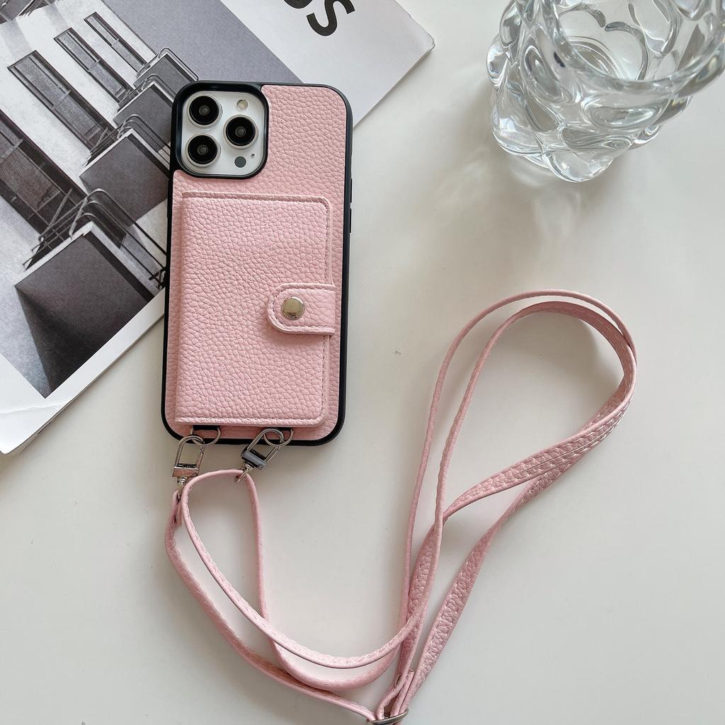 Applicable to Apple 14 oblique span mobile phone case 14pro solid color card bag protective case 14promax folding Japanese leather case