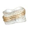 European & American Style Two-Tone Brass Ring with Hammered Design - Personalized, Trendy, and Creative Hand Jewelry.