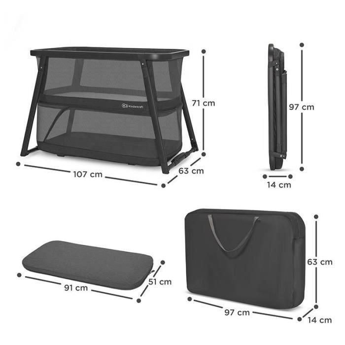 Lit De Voyage 2 En 1 Kinderkraft Sofi Plus Black
