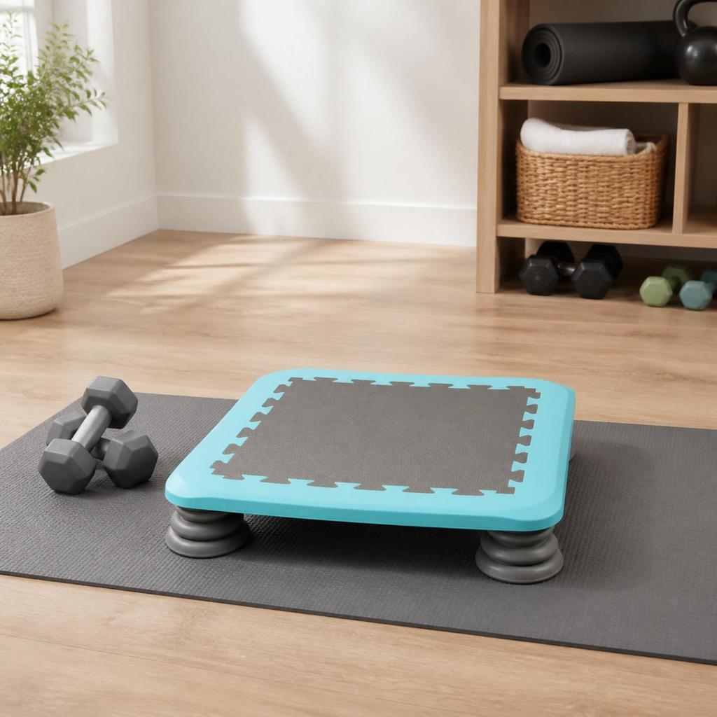 Square Trampoline Compact Balance Step Low-Ground for Home