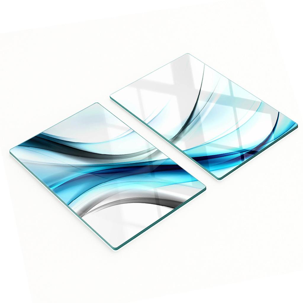 Tempered Glass Kitchen Splashbacks with Abstract Wave Graphics 2X40X52 Cm