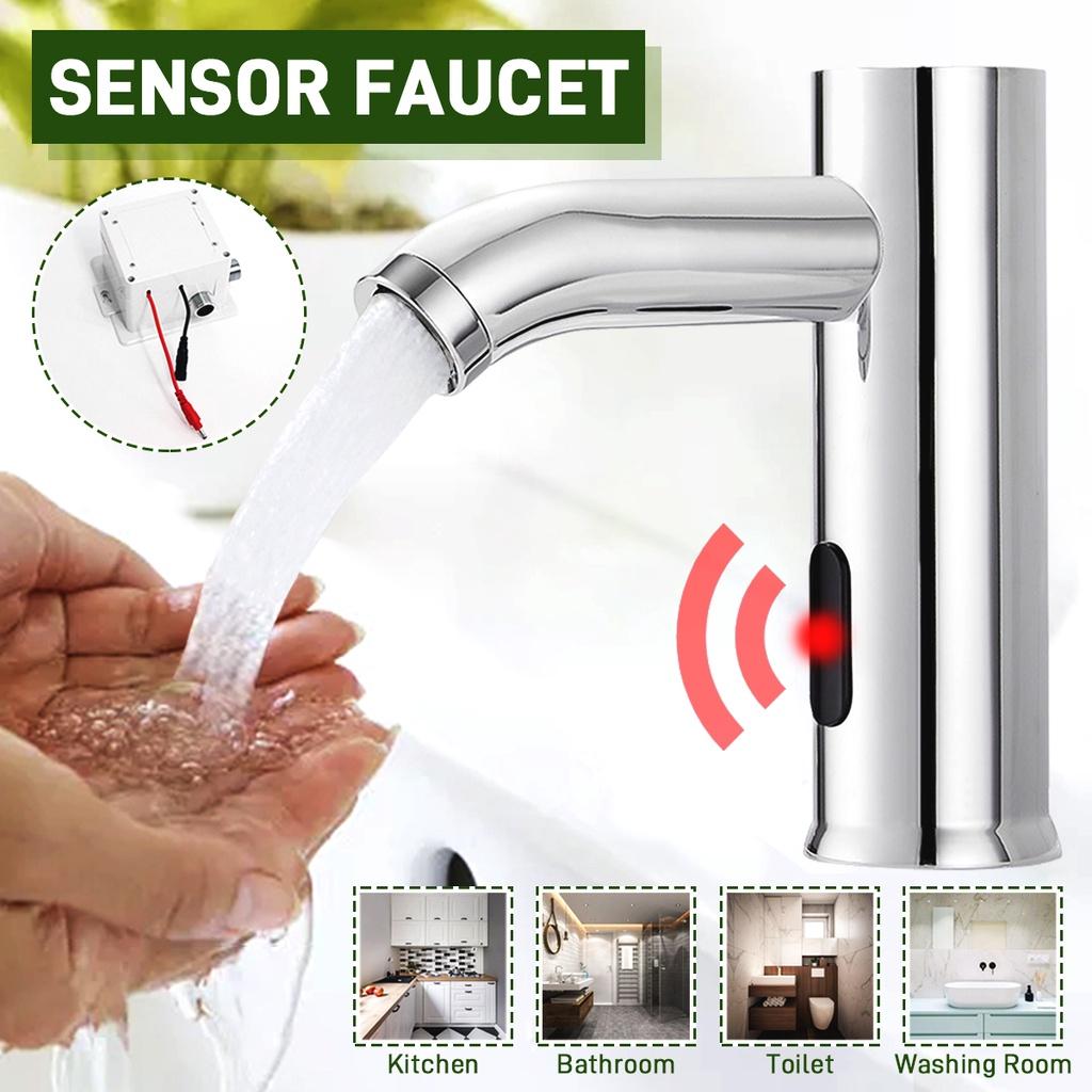 Aço inoxidável banheiro automático sensor infravermelho pia touchless torneira da bacia de água único deck frio montado
